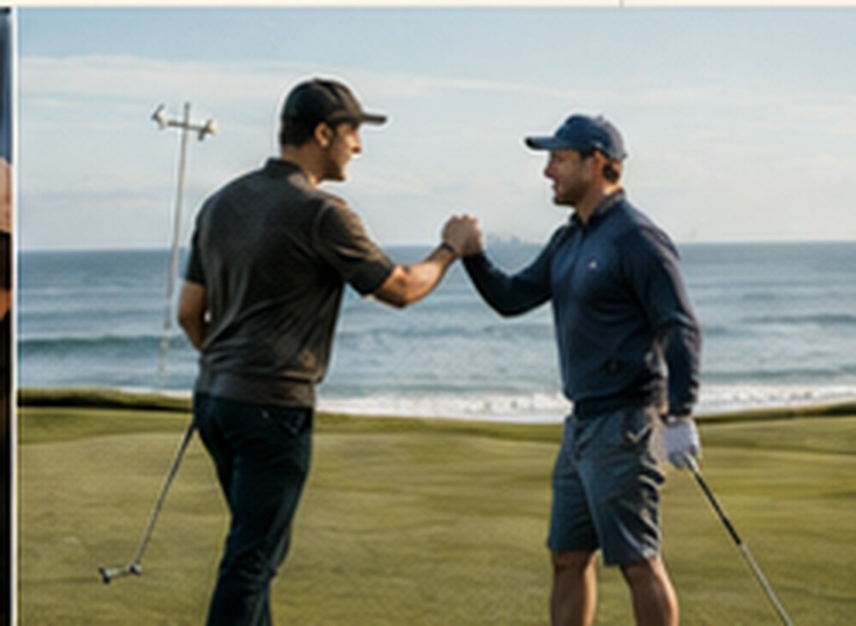Two golfers congratulating each other