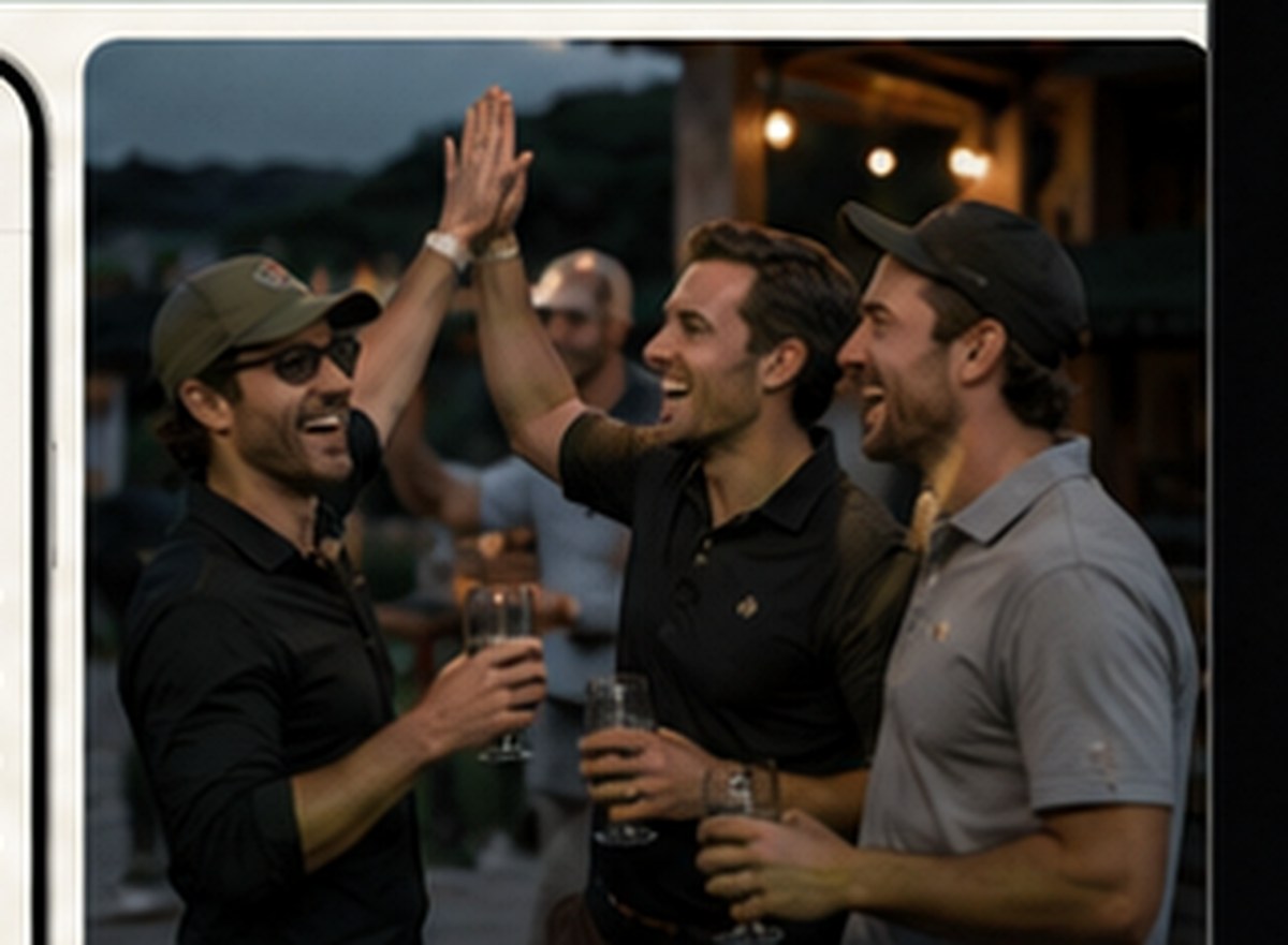 Golfers celebrating together after a round